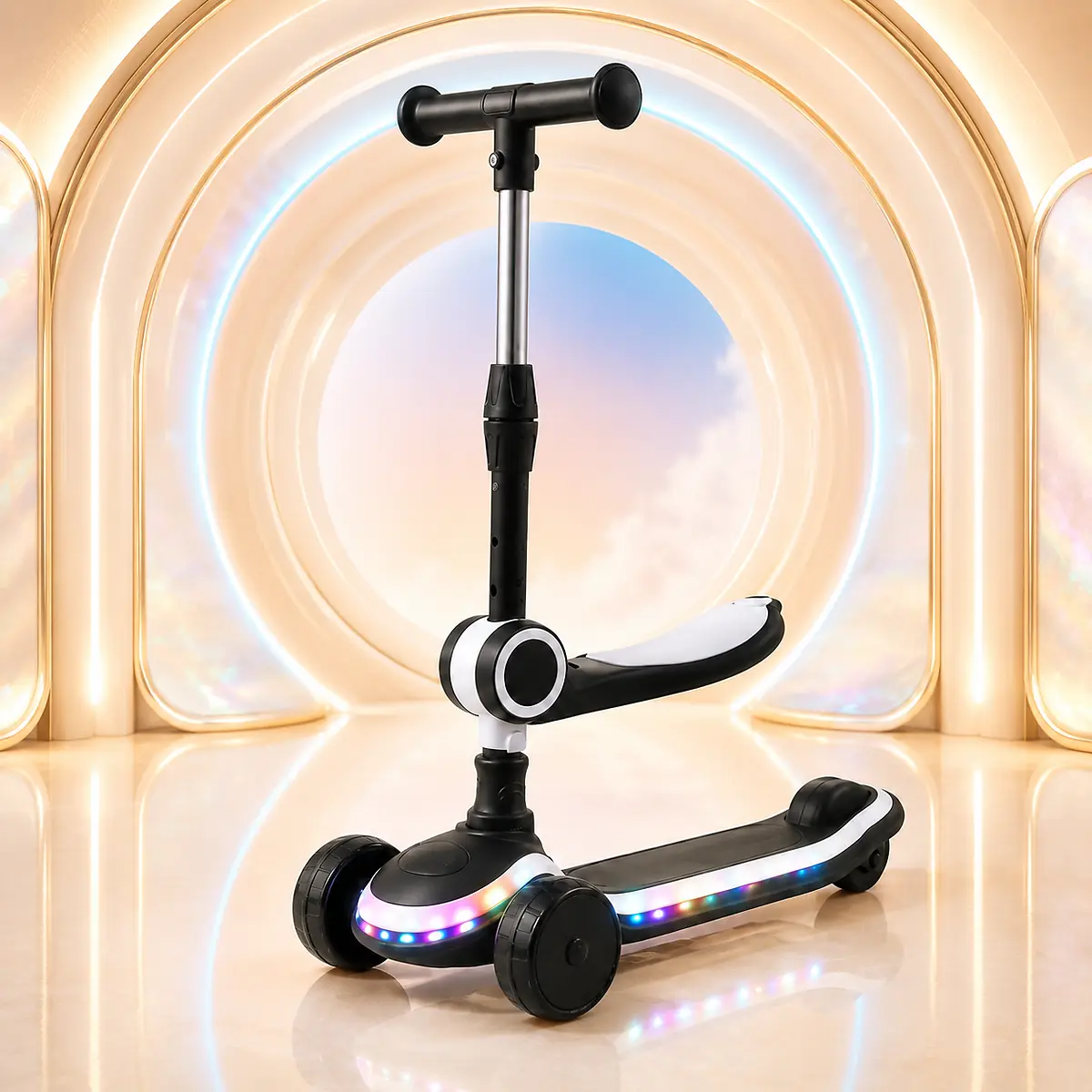 Black GlowRide X1 2-in-1 Kids Scooter
