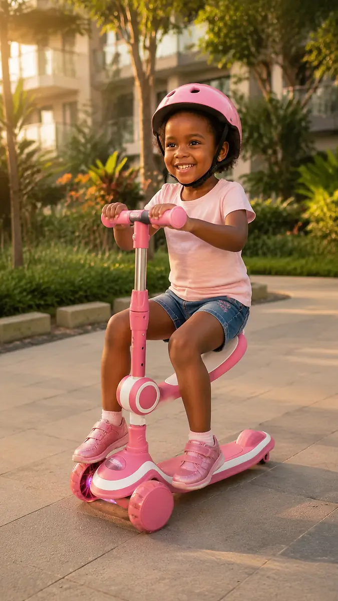 Child enjoying the GlowRide X1 2-in-1 Kids Scooter